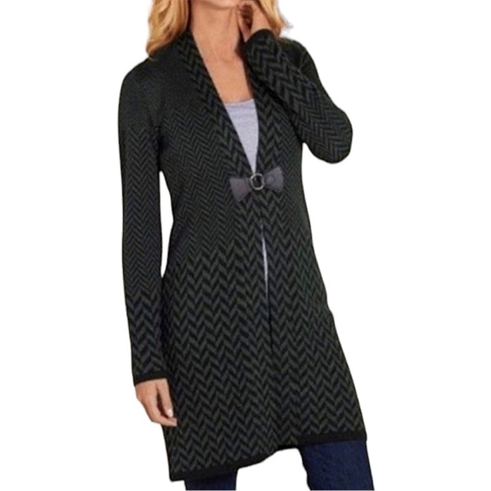 Soft Surroundings Women's West Saxon Chevron Duster Sweater Size Small